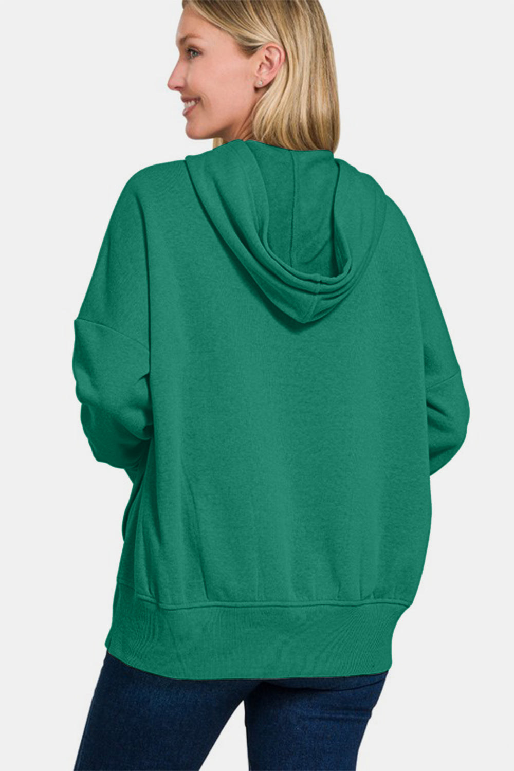 Outfit Flow - Zenana Half Snap Long Sleeve Hoodie with Kangaroo Pocket