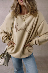 Outfit Flow - THANKFUL Round Neck Long Sleeve Sweatshirt