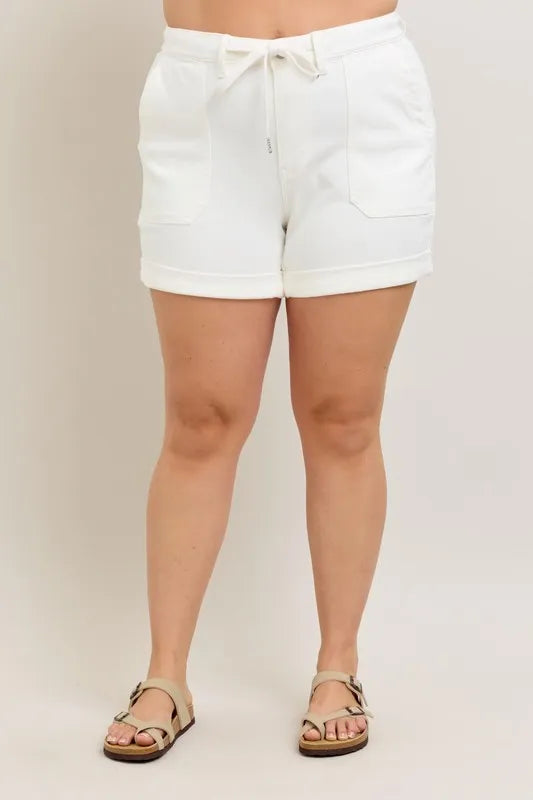 Judy Blue Full Size High Waist Cuff Denim Shorts Plus Size OutfitFlow