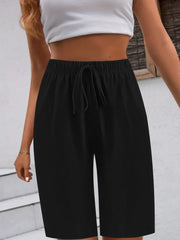 Casual Drawstring Wide Leg Shorts OutfitFlow