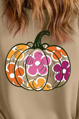 Plus Size Pumpkin Graphic Dropped Shoulder Sweatshirt OutfitFlow