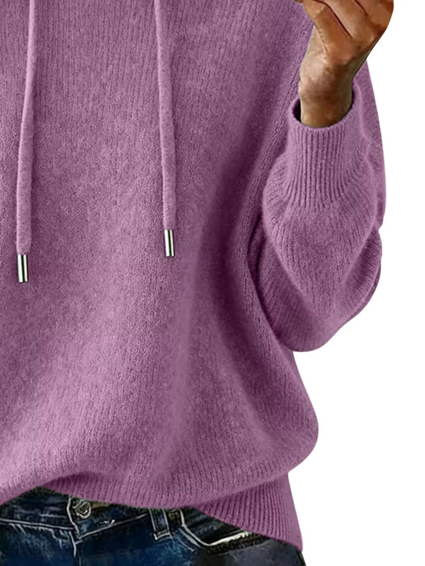 Drawstring Long Sleeve Hooded Sweater Trendsi