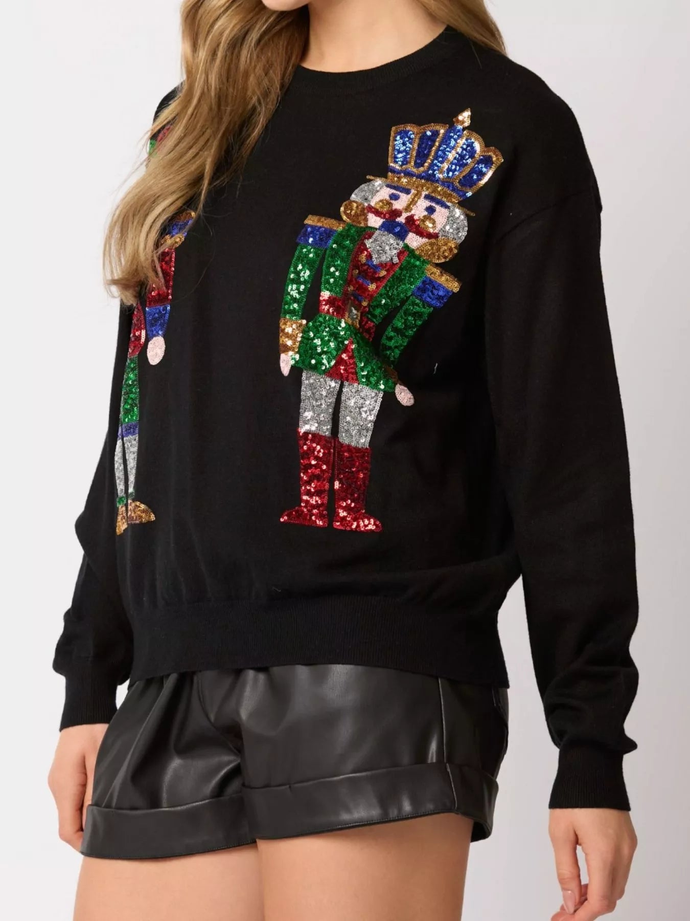 Sequined Nutcracker Long Sleeve Sweatshirt OutfitFlow