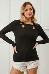 BiBi Rib Knit With Cut Out and Tied Neck Detailed Top OutfitFlow