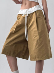 Contrast Waistband Wide-Leg Shorts OutfitFlow