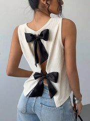 Bow Back Ribbed Tank Top OutfitFlow