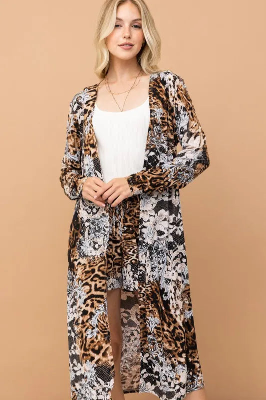 And The Why Animal Print Kimono and Shorts Set OutfitFlow