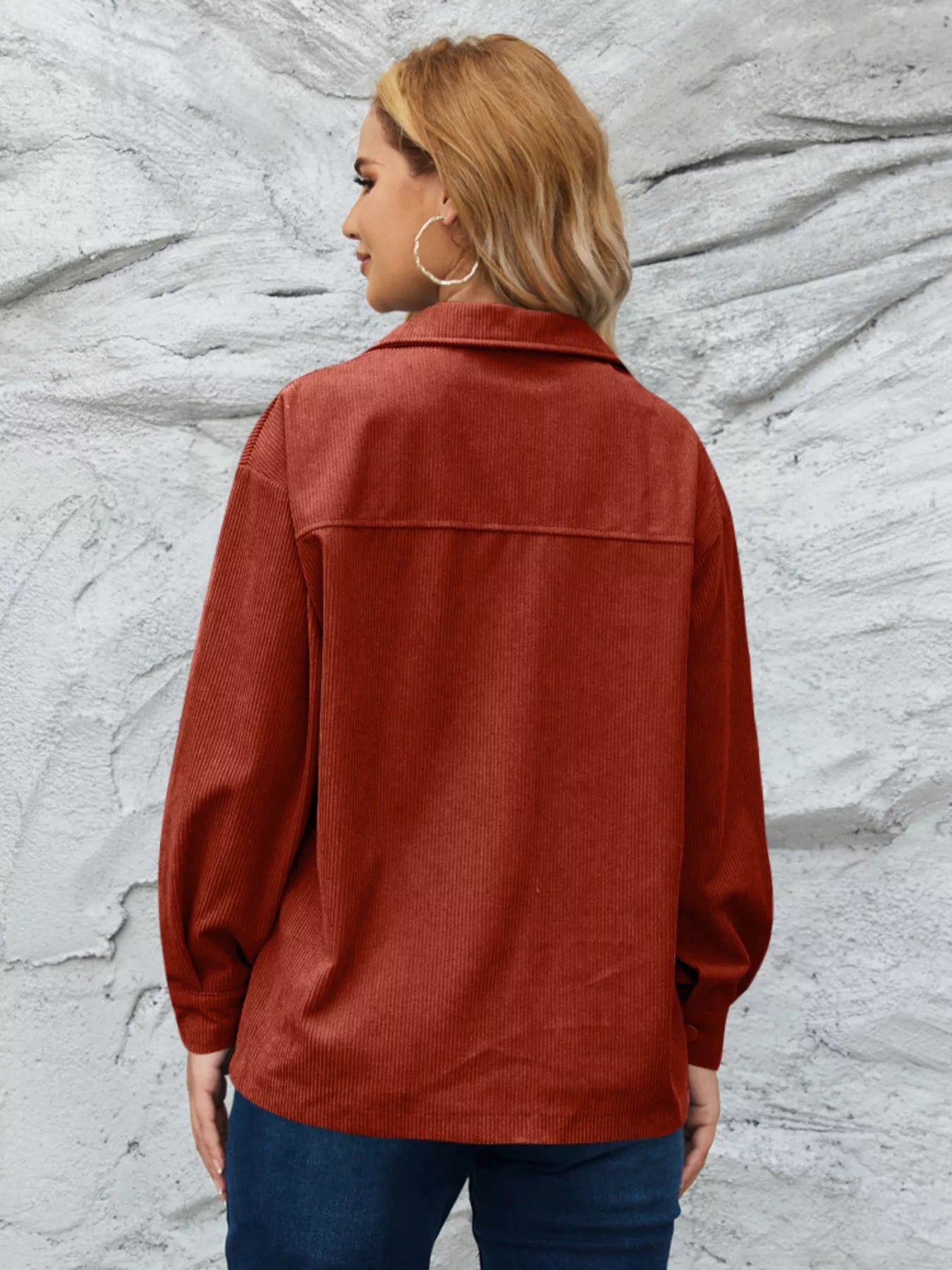 Casual Corduroy Button-Down Jacket OutfitFlow