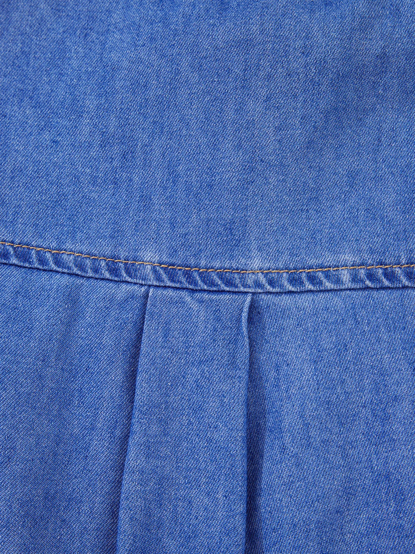 Mineral Wash Cap Sleeve Frilled Button Up Denim Shirt OutfitFlow