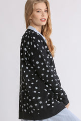 Outfit Flow - Umgee Polka Dot Open Front Drop Shoulder Cardigan