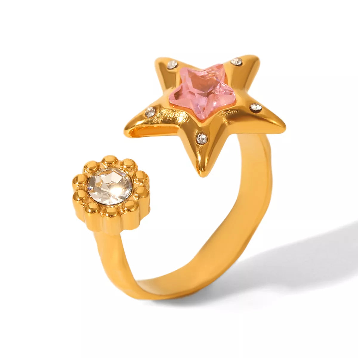 18K Gold-Plated Zircon Star Open Ring OutfitFlow