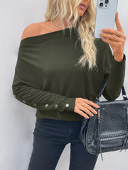 Single Shoulder Long Sleeve T-Shirt OutfitFlow