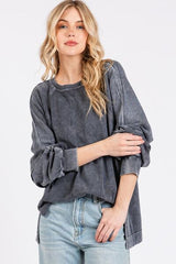 Mittoshop Mineral Wash Raglan Long Sleeve Oversized Top OutfitFlow