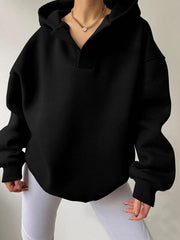 Dropped Shoulder Long Sleeve Sweatshirt Black OutfitFlow