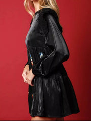 Christmas Ruffled Nutcracker Long Sleeve Dress OutfitFlow