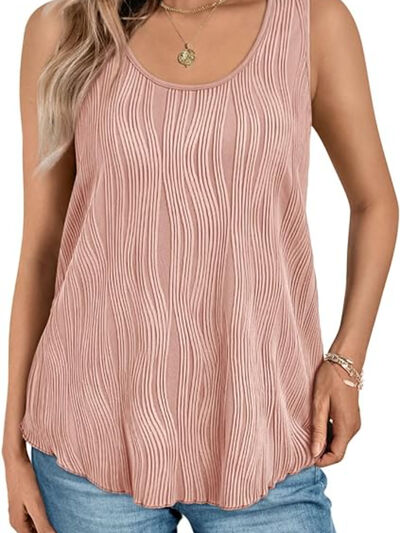 Round Neck Wide Strap Tank OutfitFlow