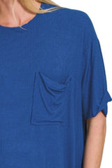 Zenana Oversized Ribbed Round Neck Short Sleeve Tee OutfitFlow