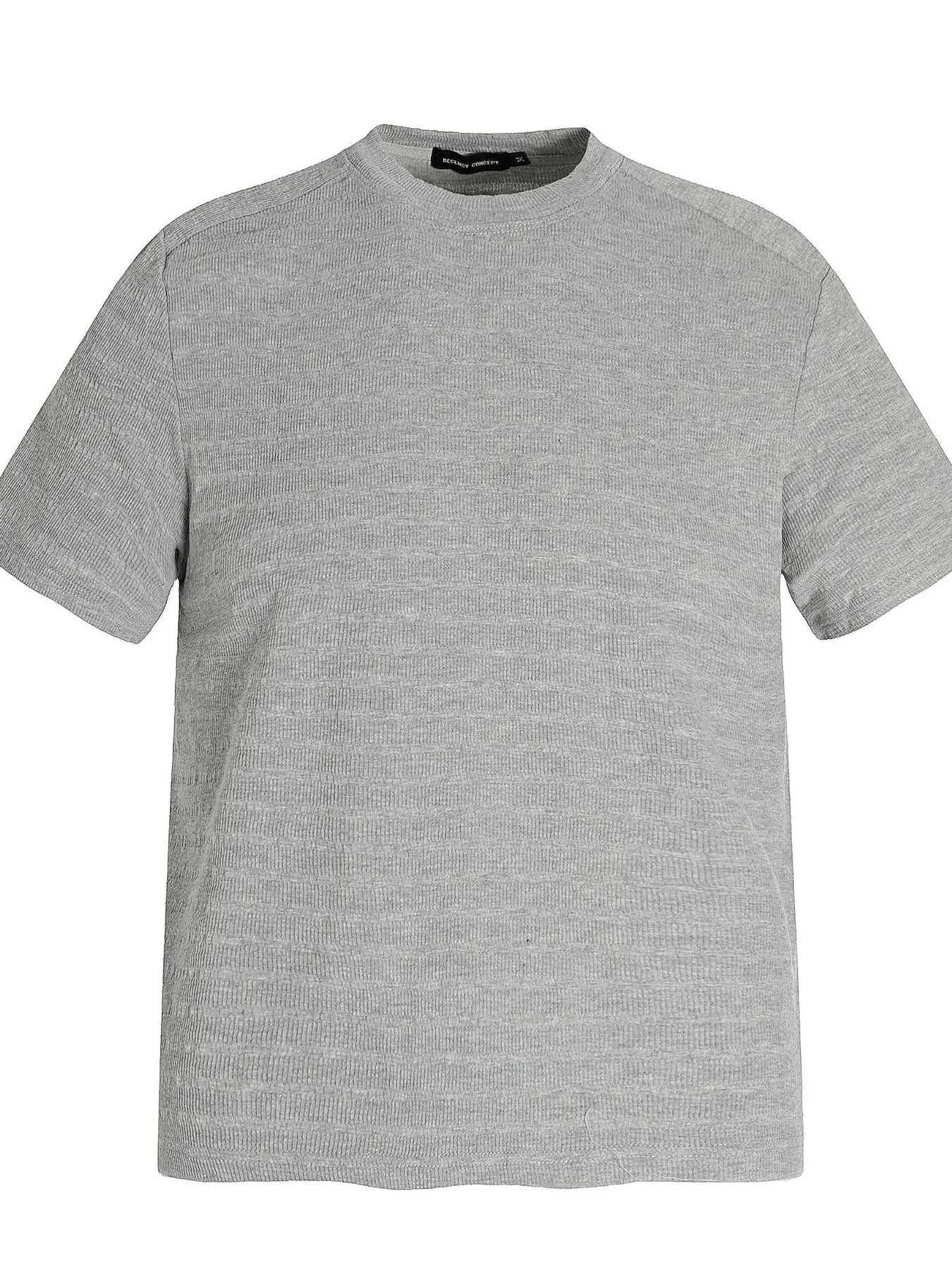 Men's Round Neck Short Sleeve T-Shirt Flower Gray OutfitFlow