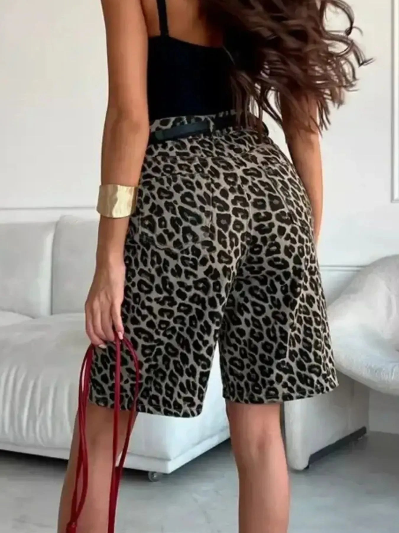 Leopard Print High-Waisted Casual Shorts OutfitFlow