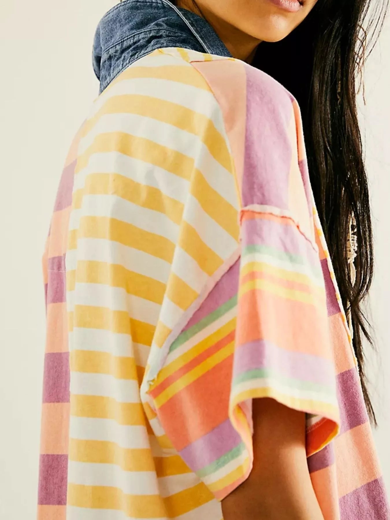 Striped Oversized Half Button Shirt Dress OutfitFlow