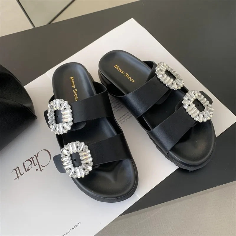 Open Toe Platform Sandals Black OutfitFlow
