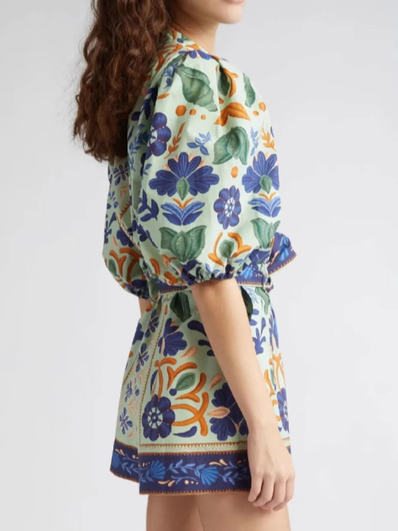 Floral Print Button Front Belted Romper OutfitFlow