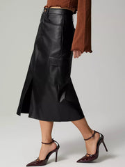 Slit Leather Cargo Skirt OutfitFlow