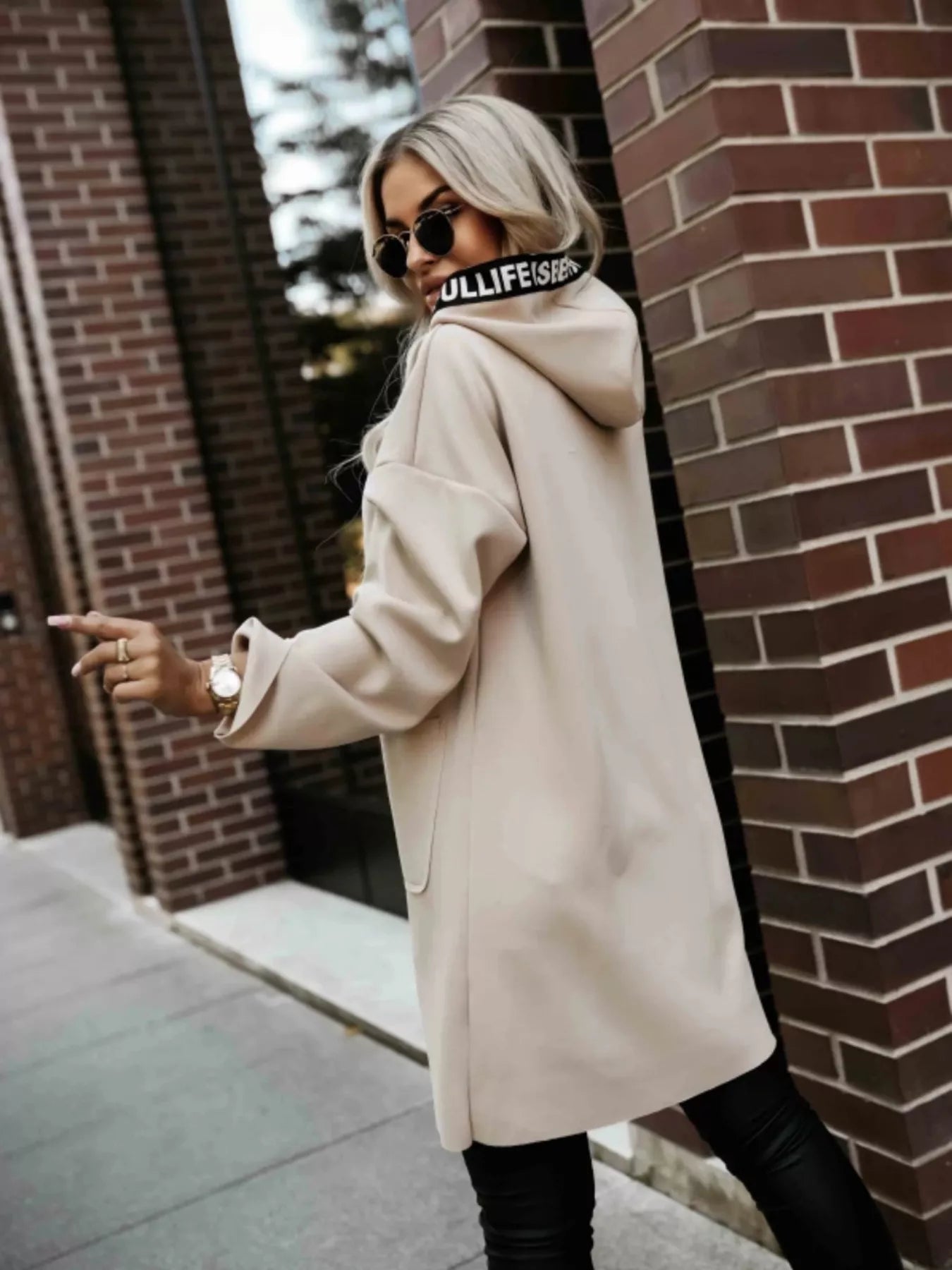 Full Size Casual Hooded Zip-Up Longline Outerwear Plus Size Trendsi