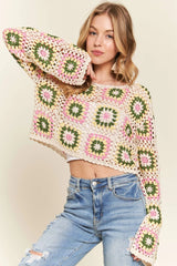 ADORA Multicolor Crochet Crop Top NATURAL OutfitFlow