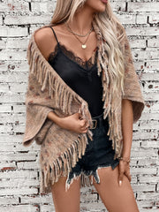 Outfit Flow - Fringe Open Front Half Sleeve Poncho