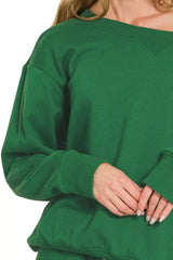 Zenana Fleece Boat Neck Sweatshirt and Shorts Set OutfitFlow