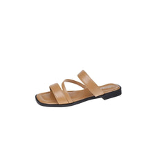 Open Toe Flats Sandals Khaki OutfitFlow
