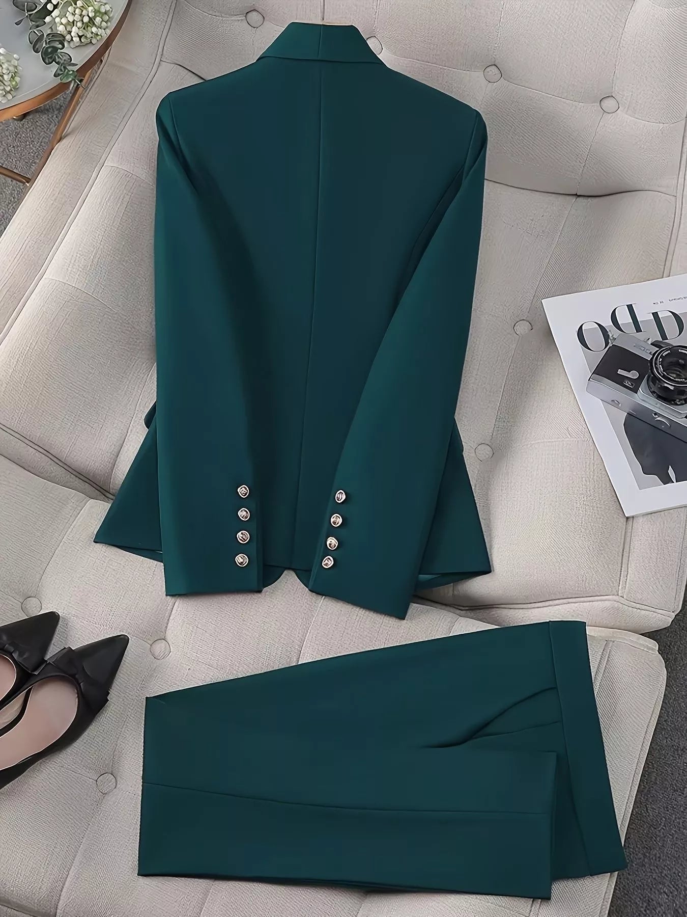 Double-Breasted Blazer & Pants Set OutfitFlow