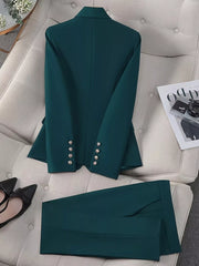 Double-Breasted Blazer & Pants Set OutfitFlow