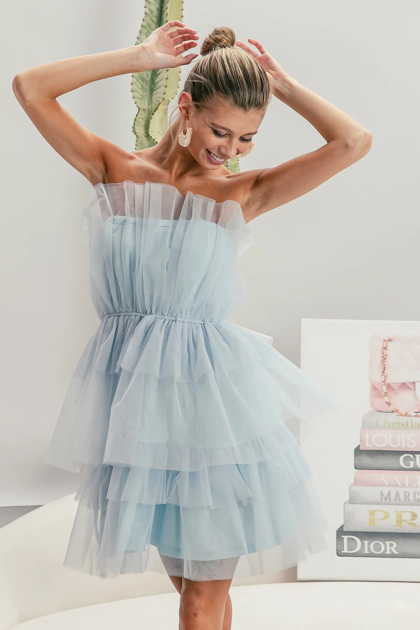 BiBi Sleeveless Layered Organza Dress OutfitFlow