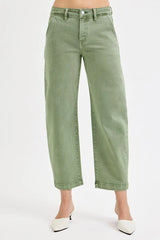 RISEN Full Size Tummy Control High Rise Crop Barrel Jeans Plus Size OutfitFlow