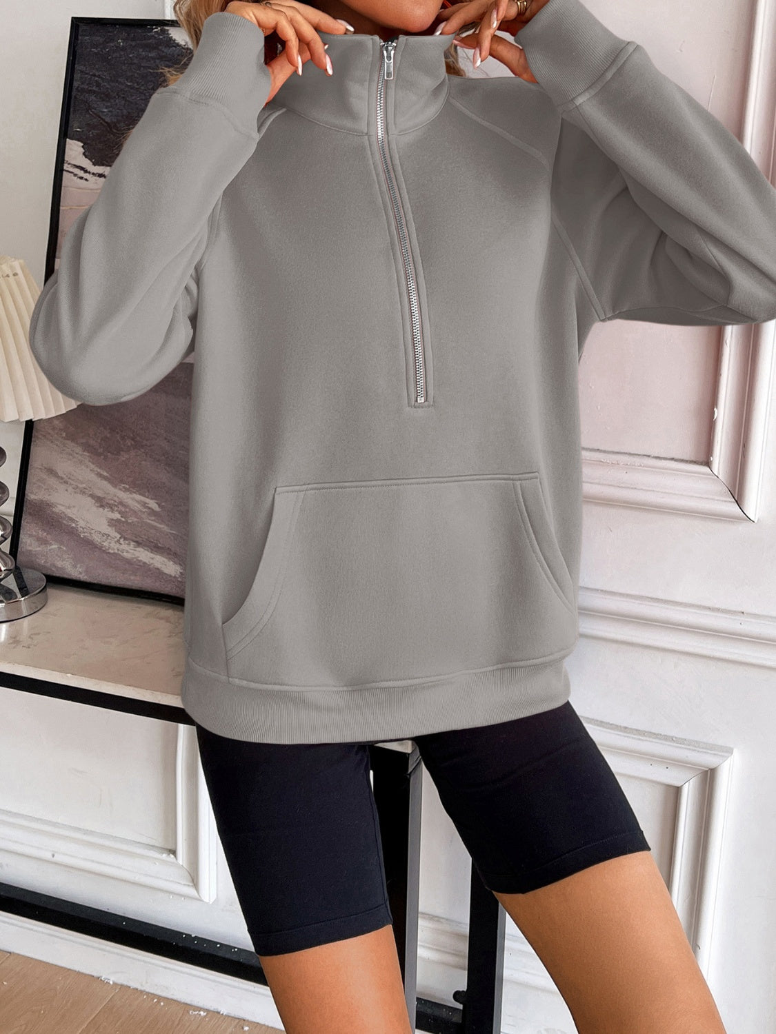 Outfit Flow - Ivy Lane Half Zip Raglan Sleeve Sweatshirt