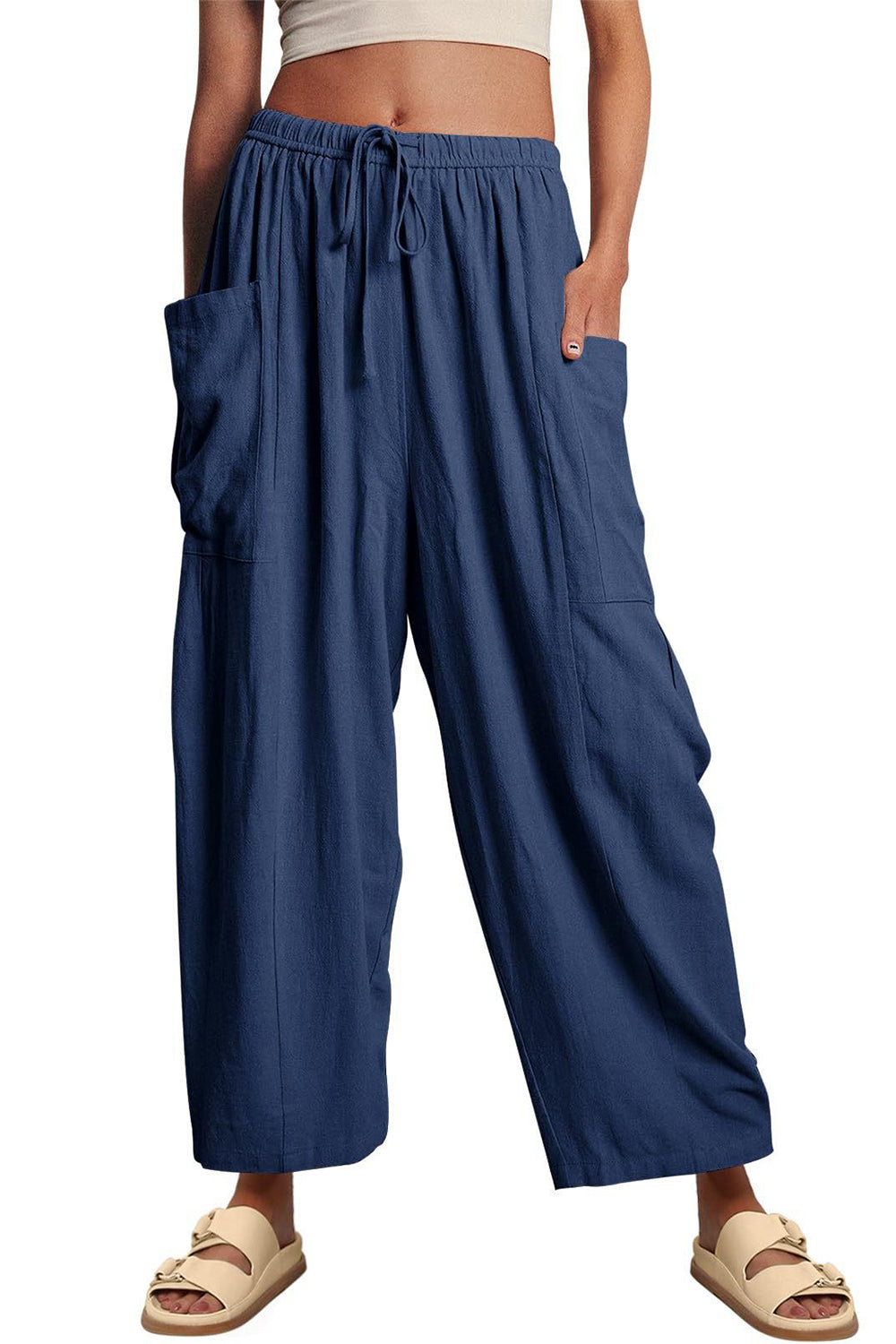 Outfit Flow - Full Size Pocketed Drawstring Wide Leg Pants