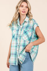 Mittoshop Mineral Wash Plaid Button Down Shirt OutfitFlow