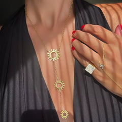 18K Gold-Plated Sun Pendant Necklace OutfitFlow