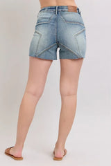 Judy Blue Full Size High Waist Star Seam Detail Denim Shorts Plus Size OutfitFlow