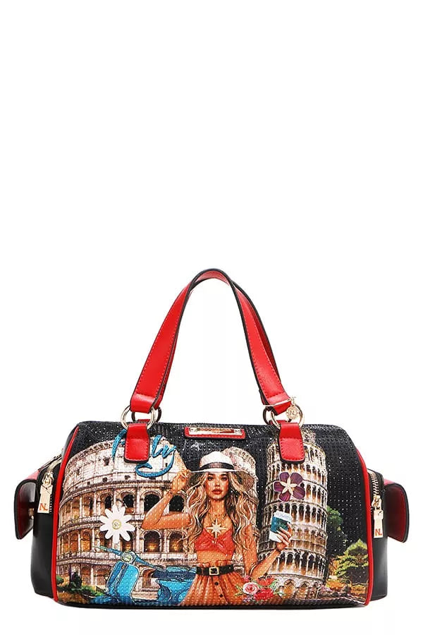Nicole Lee USA Martha Travels Italy Wide Handbag with Rhinestones MARTHA TRAVELS ITALY One Size Trendsi