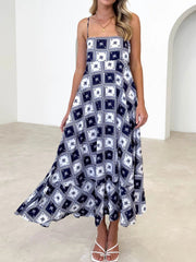 Printed Square Neck Midi Cami Dress OutfitFlow