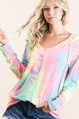 BiBi Tie Dye Terry Long Sleeve Hoodie OutfitFlow