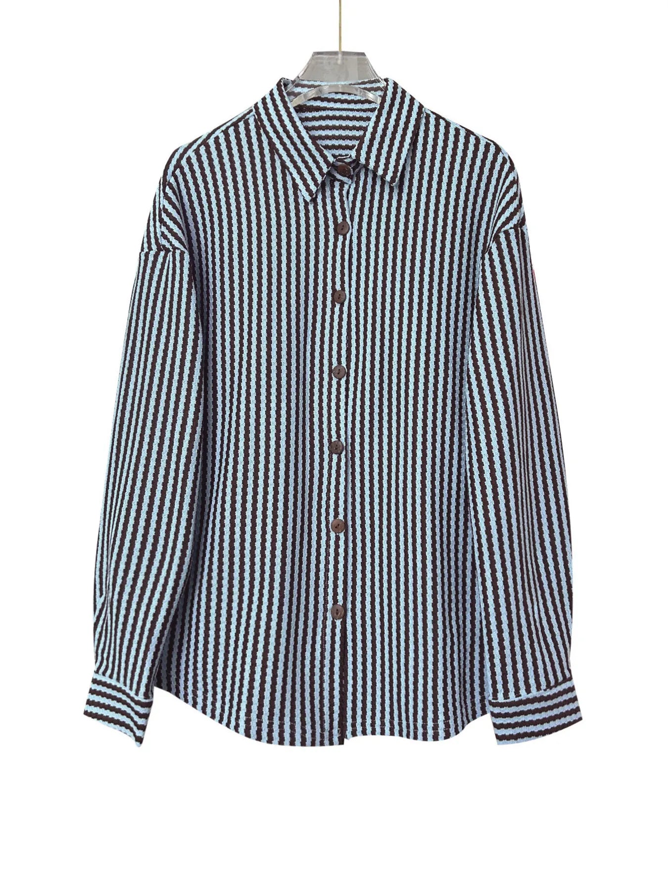 Striped Button-Down Casual Shirt OutfitFlow
