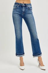 RISEN Mid Rise Ankle Straight Cuffed Jeans OutfitFlow
