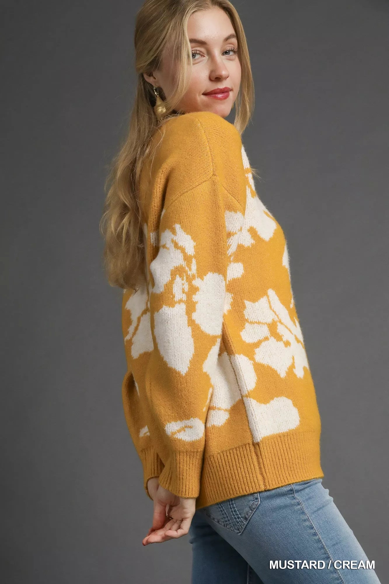 Umgee Floral Long Sleeve Sweater OutfitFlow
