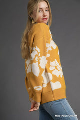 Umgee Floral Long Sleeve Sweater OutfitFlow