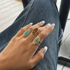 3 Piece 18K Gold-Plated Open Ring Gold One Size OutfitFlow