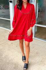 Notched Balloon Sleeve Dress OutfitFlow